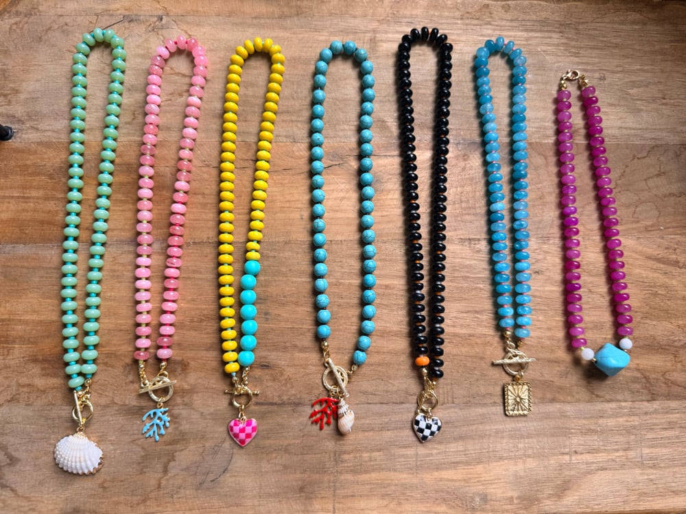 Image of Stone Beaded Necklace - Solids