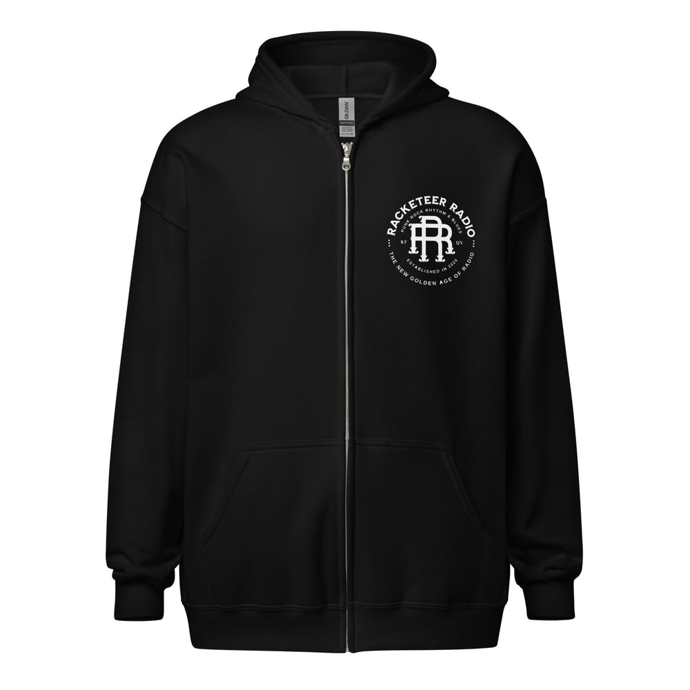 Racketeer Radio KFQX Emblem Unisex heavy blend zip hoodie