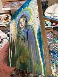 Image 2 of Original Painting. Mixed Media on Wood “New Chapter Angel” by Sheila Cameron