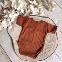 Image 2 of newborn romper Patrick - rusty brown | photo props