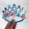 Mermaid birthday tiara crown, lilac and turquoise 
