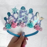 Image 3 of Mermaid birthday tiara crown, lilac and turquoise 