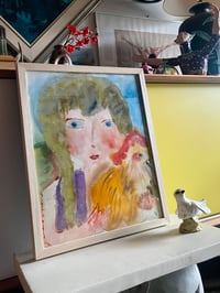 Image 2 of Folky Watercolour Portrait of a Girl with Chicken