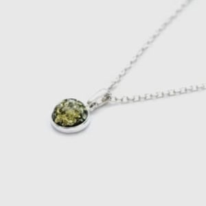 Image of Baltic Beauty | Green Amber Round Pendant Necklace