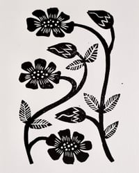 Image 2 of 'Flowers Growing' Linocut