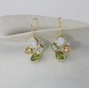 Image of Banyan Citrine, Peridot, Moonstone & Blue Topaz Earrings