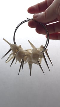 Image 1 of Cat Vertebrae bone spikey hoop earrings