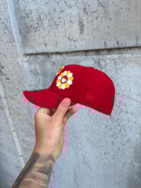 Image 4 of YELLOW ON RED PITTSBURGH PIRATES CUSTOM FITTED CAP