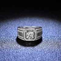 Image 4 of LESF Moissanite Ring 925 Sterling Silver Plating Platinum Color Full 1 Carat Moissanite Ring Men Wed