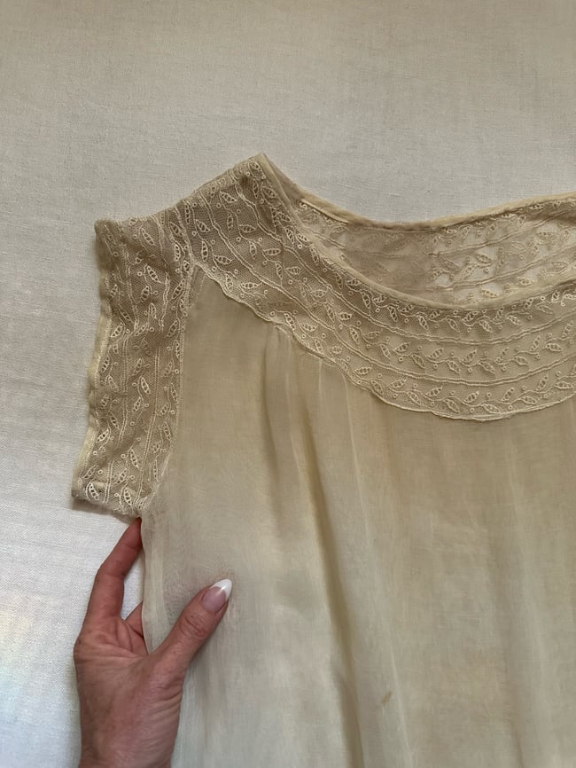 edwardian cotton voile dress with handmade lace