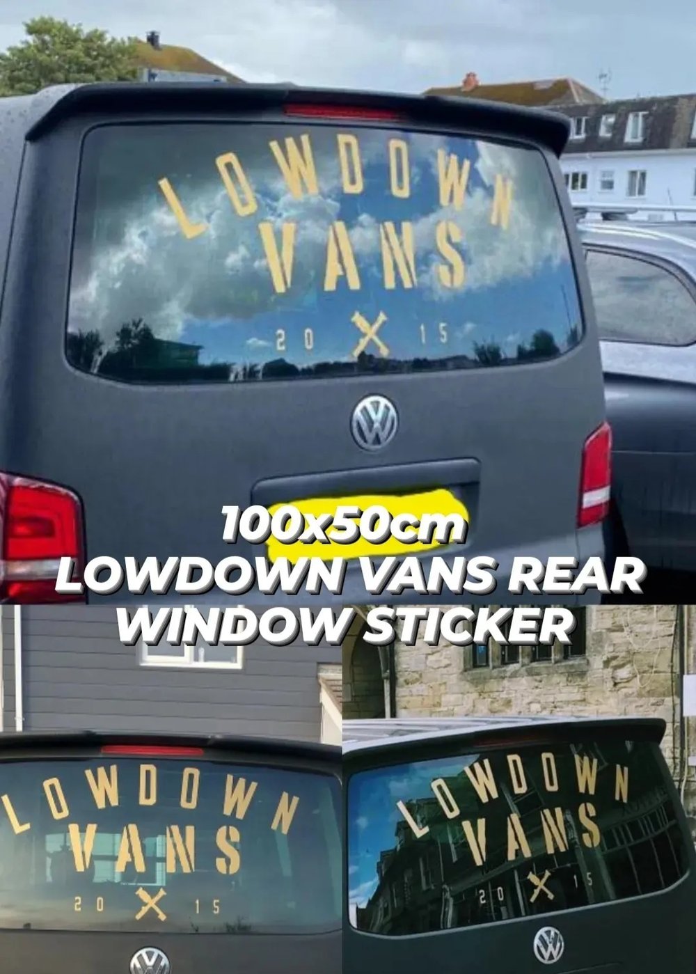 Image of large original lowdown vans rear window sticker in 100x50cm
