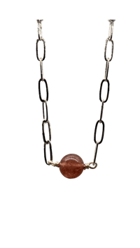 Image 3 of Paper Clip Bliss| Strawberry quartz silver paperclip chain necklace | earrings | bracelet