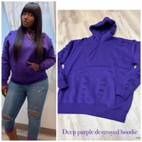 Image 1 of Deep purple destroyed hoodie 