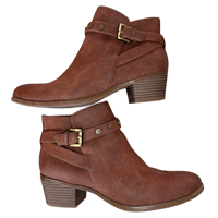 Image 2 of Naturalizer Wilda Brown Flat Studded Ankle Boots with Buckle -Size 9.5