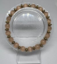Champagne Cat Eye and Gold Bead Bracelet 