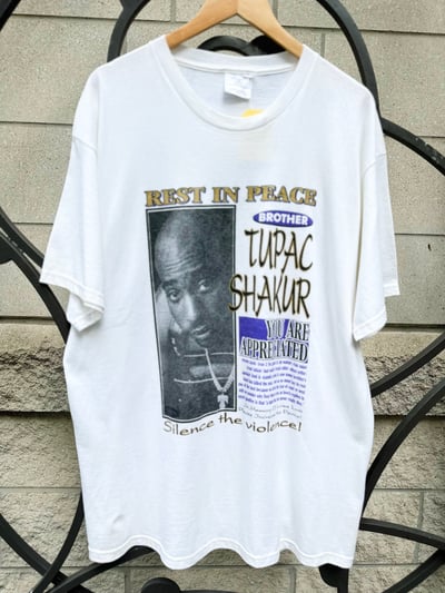 Image of 1996 VINTAGE “TUPAC SHAKUR” MEMORIAL RAP TEE, SIZE: XL