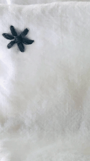 Image of etoile grey hand embroidered linen towel 