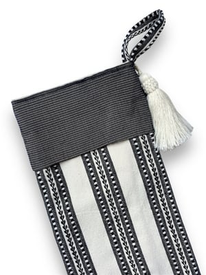 Image of CHRISTMAS STOCKING - CREAM/BLACK PATTERN