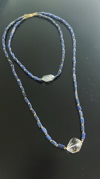 Image 4 of  *new* XLong BLUE AVENTURINE + CLEAR HERKIMER necklace