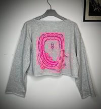 Image 1 of pull gris croco rose fluo 