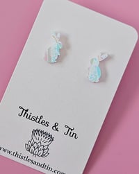 Image 3 of Gum Leaf Print Rabbit Studs - SKU 555