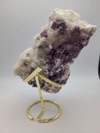 Image 4 of 2lb Candle Quartz Calcite Purple Fluorite Crystal Specimen with Stand