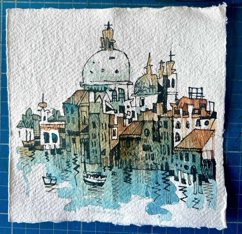 Image of Square Watercolour paintings on khadi paper