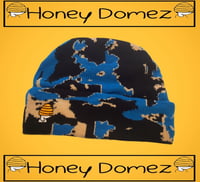 Honey domez camo blue knit embroidered beanie
