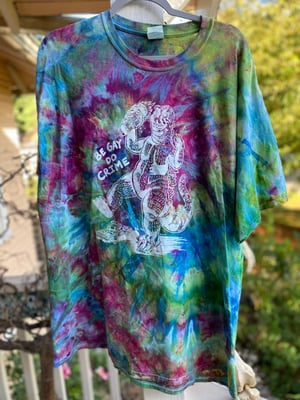 Image of 2XL Godzilla Be Gay Do Crime Tie Dye Shirt 2