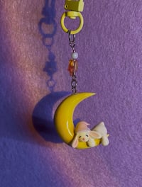 Image 3 of Sleeping Lola Bunny Moon Keychain - Adorable Kawaii  Accessory