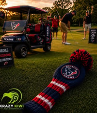 Image 3 of The Texans custom Golf Club Cover hand knit orange black gift Houston TX