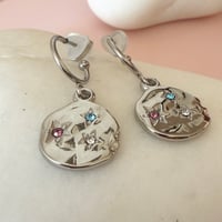 Image 6 of Multi coloured glass Nugget Stainless Steel Half Hoops