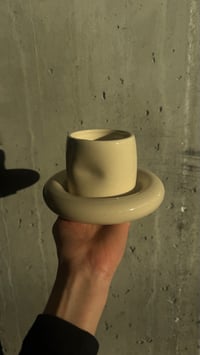 Image 1 of Crush Cup + Saucer Set, Cream