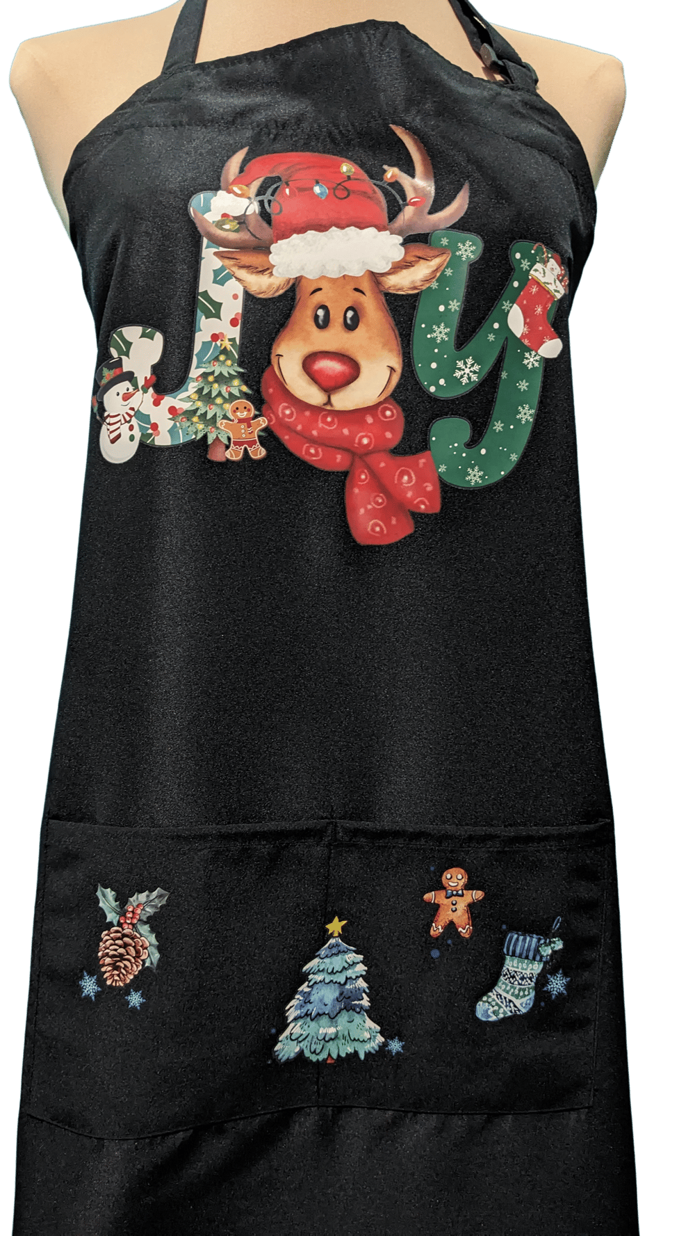 Image of Reindeer Joy Christmas Apron (black)