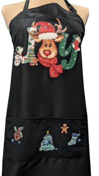 Image 2 of Reindeer Joy Christmas Apron (black)