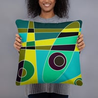 Abstract Surfing Basic Pillow - Hot Yellow Green Blue