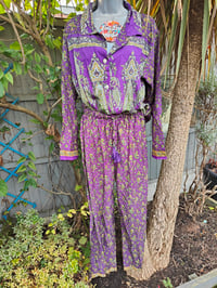 Image 1 of S/ M Sari PJs and matching dust bag with tassel purple 
