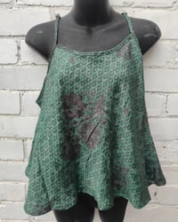 Image 3 of Kimono and cami top Set-dark green and black grey