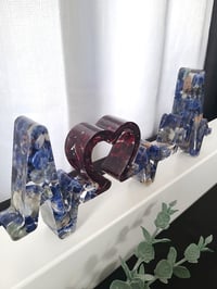 Image 2 of Epoxy Resin Art Heartbeat Crystal Decor with Garnet & Sodalite 