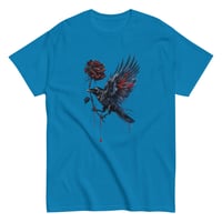 Image 3 of Unisex classic tee, Gothic Raven With Bleeding Red Rose Mystical Tee