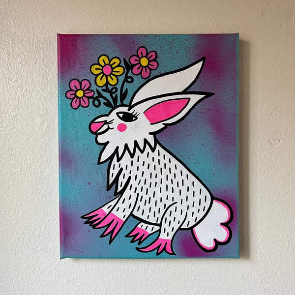 Image of Flower Bunny Painting 