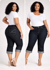 Image 7 of New Sz 18 Ashley Stewart Dark Denim Capri #226*1.4