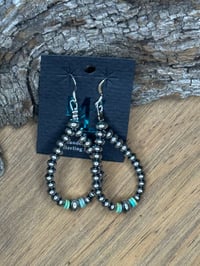 Image 1 of 4mm Sterling Silver Pearl Green Kingman Teardrop Hoops