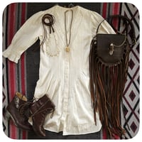 Image 4 of The Devana Fringe Crossbody - Thick Chocolate Brown Leather 