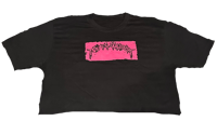 You Vs. Society Tee Crop Top - Hot Pink/Black 