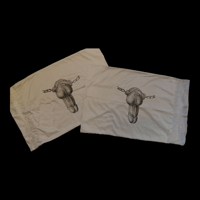 Image 1 of penis in cuffs pillowcase pair - grey w embroidered edge