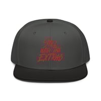 Image 4 of Still With The Extras red font Snapback Hat