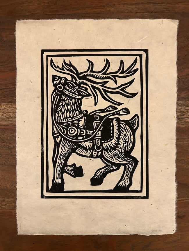Reindeer Block Print