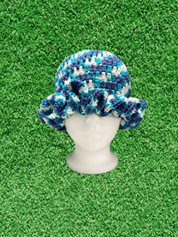 Image 1 of 90s Purple & Teal Ruffle Hat