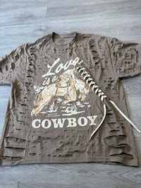 Xlarge love cowboy tan lace destroyed 
